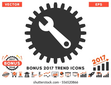 Orange And Gray Service Tools icon with bonus 2017 trend images. Vector illustration style is flat iconic bicolor symbols, white background.