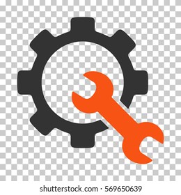 Orange And Gray Service Tools interface toolbar icon. Vector pictograph style is a flat bicolor symbol on chess transparent background.