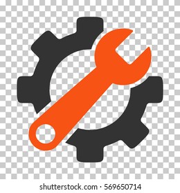 Orange And Gray Service Tools interface icon. Vector pictograph style is a flat bicolor symbol on chess transparent background.