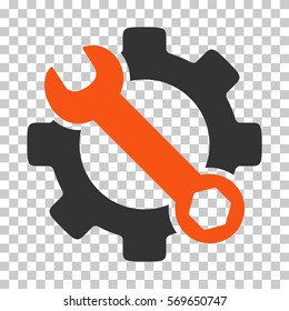 Orange And Gray Service Tools interface icon. Vector pictogram style is a flat bicolor symbol on chess transparent background.