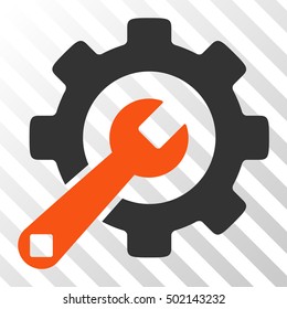 Orange And Gray Service Tools toolbar pictogram. Vector pictogram style is a flat bicolor symbol on diagonal hatch transparent background.