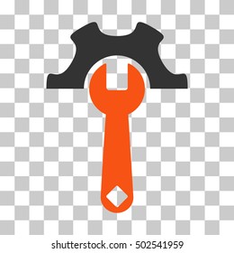 Orange And Gray Service Tools toolbar icon. Vector pictograph style is a flat bicolor symbol on chess transparent background.