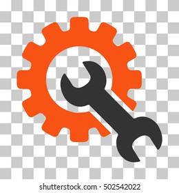 Orange And Gray Service Tools toolbar pictogram. Vector pictogram style is a flat bicolor symbol on chess transparent background.