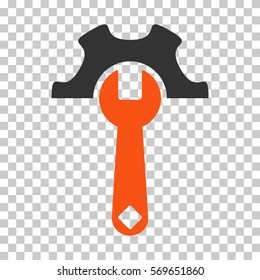 Orange And Gray Service Tools toolbar pictogram. Vector pictograph style is a flat bicolor symbol on chess transparent background.