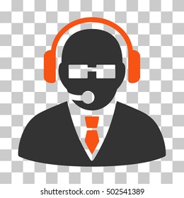 Orange And Gray Support Manager interface pictogram. Vector pictogram style is a flat bicolor symbol on chess transparent background.