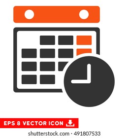Orange And Gray Time Table EPS vector icon. Illustration style is flat iconic bicolor symbol on a white background.
