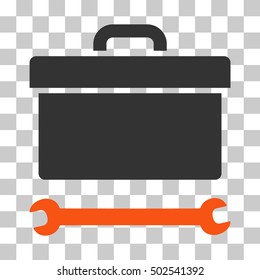 Orange And Gray Toolbox toolbar pictogram. Vector pictogram style is a flat bicolor symbol on chess transparent background.