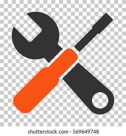 Orange And Gray Tools interface toolbar pictogram. Vector pictograph style is a flat bicolor symbol on chess transparent background.