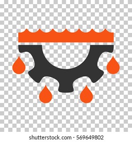 Orange And Gray Water Gear Drops interface toolbar pictogram. Vector pictogram style is a flat bicolor symbol on chess transparent background.