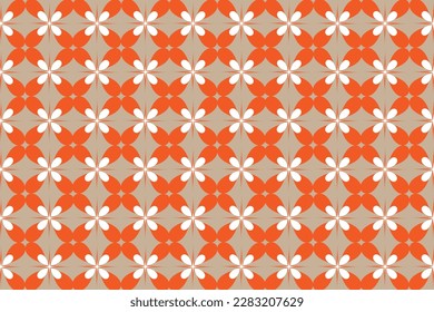 Orange, gray and white repetitive seamless floral pattern, vector design for wrapping papers, textiles, banners, posters, presentations, flyers