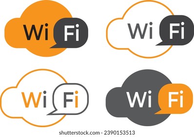 Orange and gray wifi vector icon. Illustration on isolated white background