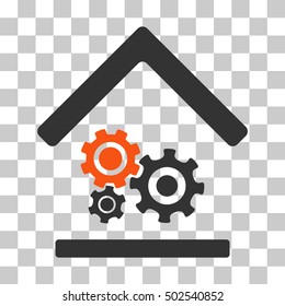 Orange And Gray Workshop toolbar icon. Vector pictograph style is a flat bicolor symbol on chess transparent background.