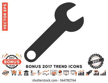 Orange And Gray Wrench pictogram with bonus 2017 year trend elements. Vector illustration style is flat iconic bicolor symbols, white background.