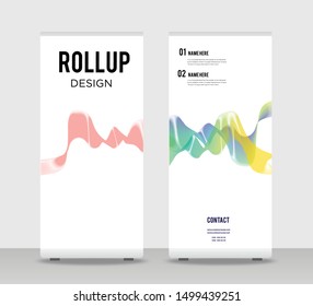 Orange green Abstract Shapes Modern Exhibition Advertising Trend Business Roll Up Banner Stand Poster Brochure flat design template creative concept. Colorful Roll Up EPS. Presentation Cover