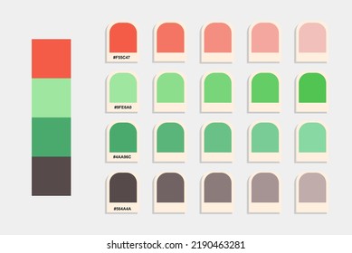 Orange green black color palette vector, spring colors catalog, design and edit idea, colour matching, rgb pantone colors, harmonious colours palette sample, eps designed asset