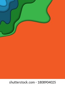 Orange, green and blue abstract background. Wavy lines. For banner, poster, notebook, notepad or book EPS 10.