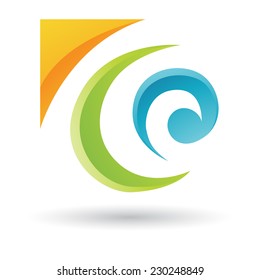 Orange, Green and Blue Abstract Icon Illustration isolated on a white background