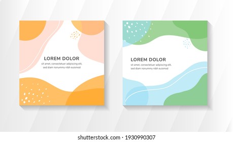 orange, green and blue pastel colors  of abstract square art templates for  Suitable for social media post, mobile apps, banners design and web or internet ads. Vector fashion backgrounds. wave style.