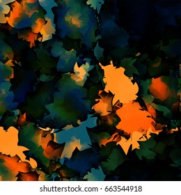 Orange green blue watercolor texture background. Pleasing abstract pattern, expressive messy vector illustration.