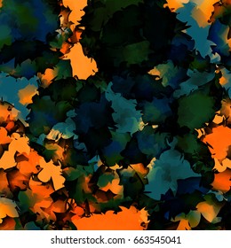 Orange green blue watercolor texture background. Graceful abstract pattern, expressive messy vector illustration.