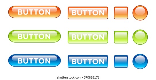 orange green blue web buttons for website or app. Vector