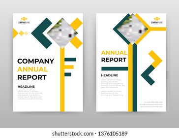 Orange Green business annual report brochure flyer design. Multipurpose abstract brochure template, include cover and back pages. Geometric flyer leaflet vector design. Vertical A4 format.