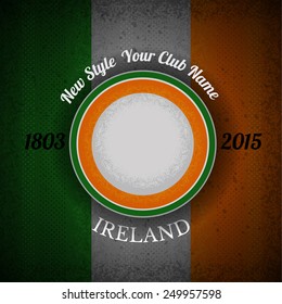 orange green circle frame for your label on Irish flag grunge background.print street