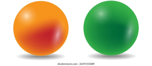 Círculo naranja y verde con Ilustración vectorial realista 3D sobre fondo blanco. eps 10