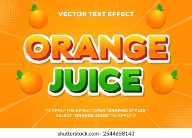 orange and green color orange juice text effect fully editable