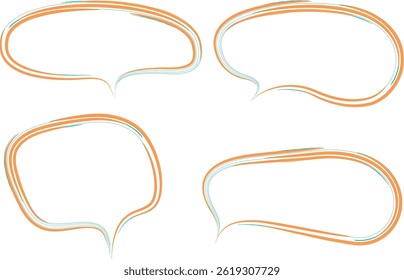 orange green colorful abstract geometric line art speech bubbles set