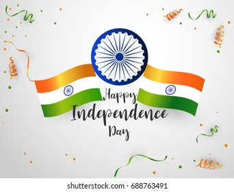 Orange green confetti concept, design Independence Day greeting background. Celebration Vector illustration.