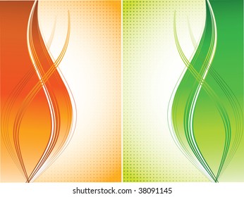 Orange and green curves background