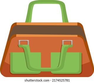 Orange and green empty open sport bag isolated on white background