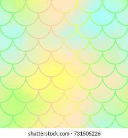Orange green fish skin vector background with scale pattern. Mermaid pattern. Vivid gradient. Abstract blurry vector background. Fish skin seamless pattern. Mermaid scale background. Shiny fishscale