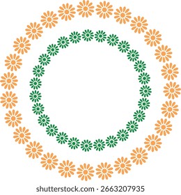 Elemento de Vector redondo floral naranja y verde para decoración