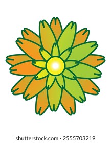 An orange and green flower design with overlapping petal patterns, perfect for modern decorative project