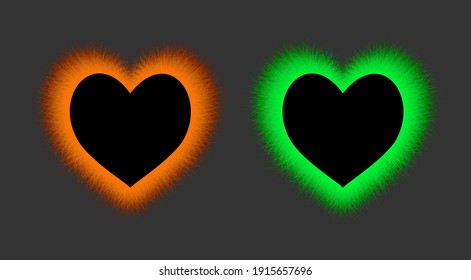 Corazones ondulados y verdes. Ilustración vectorial.