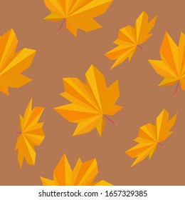 orange with green foliage color background seamless pattern