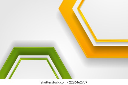 Orange green hi-tech geometric abstract background. Vector design