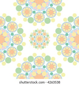 orange and green lace snow flowers (vector) - illustrated pattern