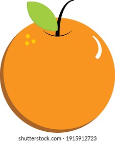 Naranja con hoja verde y tallo negro