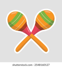 Orange and Green Maracas with Pink Handles - Traditional Percussion Instruments