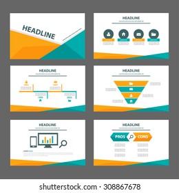 Orange and green multipurpose presentation infographic element and light bulb symbol icon template flat design set for advertising marketing brochure flyer