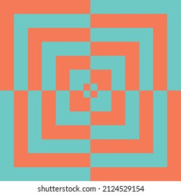 orange and green Optical Illusion hypnotic square radial symmetrical abstract design