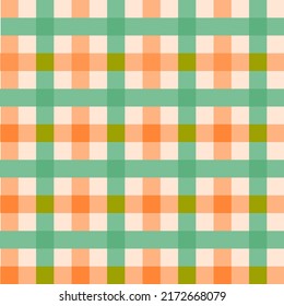 Orange Green Plaid, checkered, tartan seamless pattern. Paper, cloth, fabric, table, dress, napkin, cover, bed printing, gift, wrap. Halloween, harvesting, autumn, October, thanksgiving, hugge, fall.