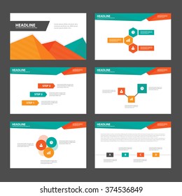 Orange green polygon presentation templates Infographic elements flat design set for brochure flyer leaflet marketing advertising