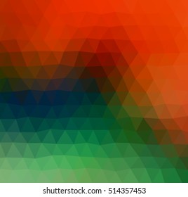 Orange and green polygonal illustration with triangle. Geometric background.
