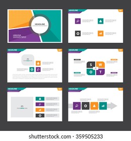 Orange green purple presentation template Infographic elements flat design set for brochure flyer leaflet marketing advertising