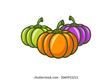 orange green purple pumpkin vector logo illustration