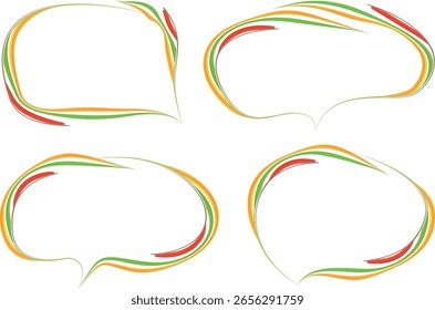 laranja verde vermelho colorido abstrato rabisca balões de fala definido
